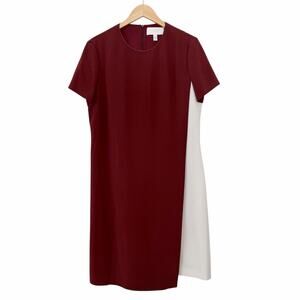 Boss Hugo Boss Dularis Maroon White Sheath Dress Sz 12